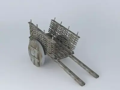 Wooden cart 3D model buy
