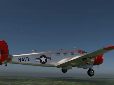 Vintage airplane Beech 18 in Navy Livery 3D model