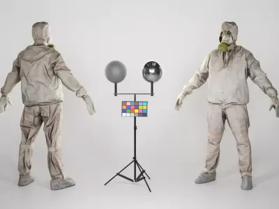 Soviet Liquidator of nuclear accident of Chernobyl in A-pose 95 Low-poly 3D model