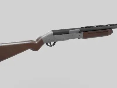 Ornate semi-auto shotgun Low-poly 3D model