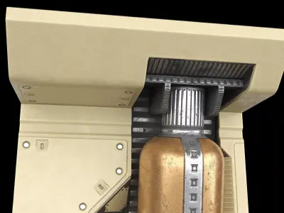 Interior Sci-fi Part With Metal Barrel 3D model
