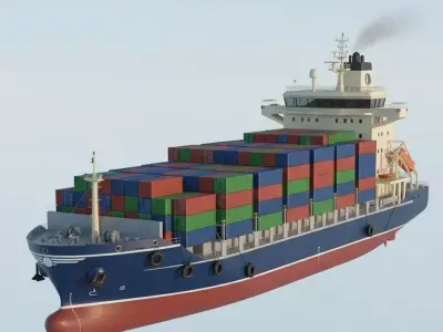 Commercial Cargo Ship  Realistic Low-Poly 3D Vessel Model Low-poly 3D model
