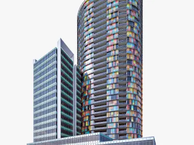 Residential Tower 02  Low-poly 3D model