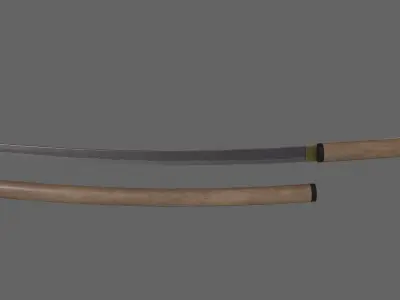 PBR Katana Japanese Sword Light Wood V3 Low-poly 3D model