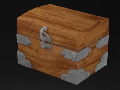 Wooden Chest Low-poly 3D model