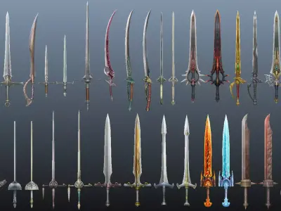 Ultimate Weapon Collection - 33 Weapons low-poly 3d model Low-poly 3D model