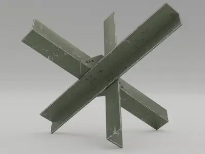 5 Hedgehogs Ant-tank - Low Poly Low-poly 3D model