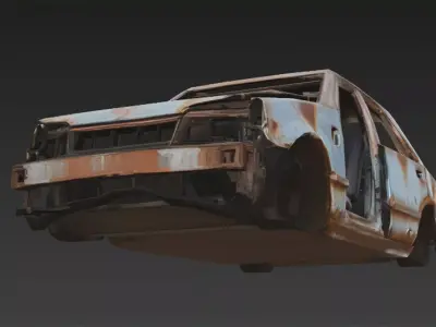 Abandoned Vehicle Wreck Bundle Pack Low-poly 3D model