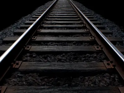 Railroad with Wood Sleepers Low-poly 3D model