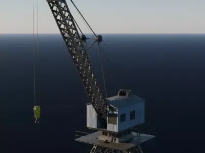 Industrial Port Crane - 4K PBR Textures - Rigged for Blender Low-poly 3D model