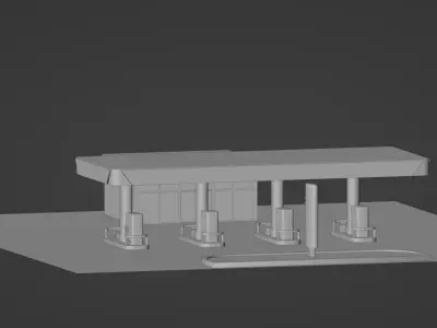 Gas station  Low-poly 3D model buy