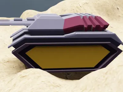 Tank with terrain painting Low-poly 3D model