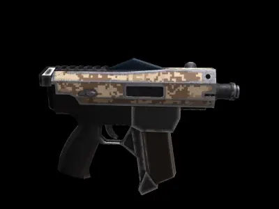 Futuristic machine pistol Low-poly 3D model