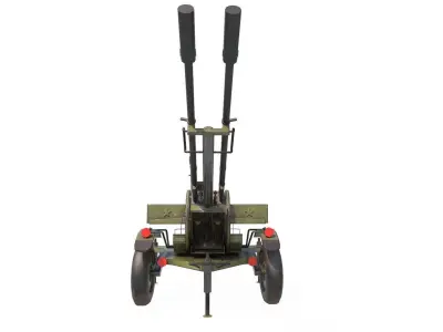 ZU-23-2 Pilica rocket-artillery set anti-aircraft Low-poly 3D model