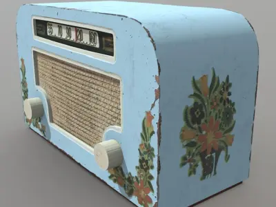 Radio retro Low-poly 3D model