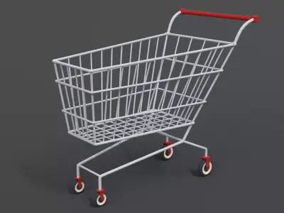 Low Poly Cartoon Super Market Cart Low-poly 3D model