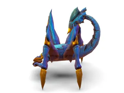 Low Poly Monster Blue Scorpio Creature Low-poly 3D model