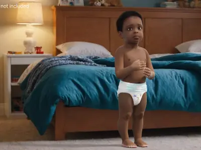 Toddler Boy Dark Skinned in Diaper Standing 3D model