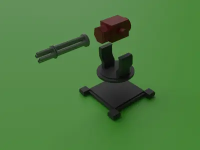 Low poly turret lego gun Low-poly 3D model
