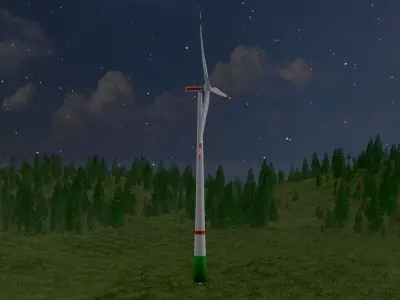Wind turbine E1 H-160 RD 138 m Low-poly 3D model