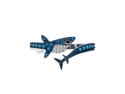 Diamond Accent Shark Ring 3D print model