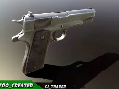 Army Pistol Low Poly 3D Model Low-poly 3D model