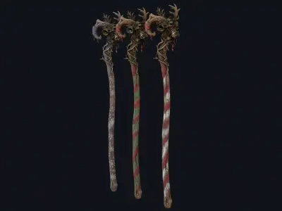 Krampus Skull Staff Low-poly 3D model