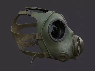 Olive Gas Mask Prop with Filter Low-poly 3D model