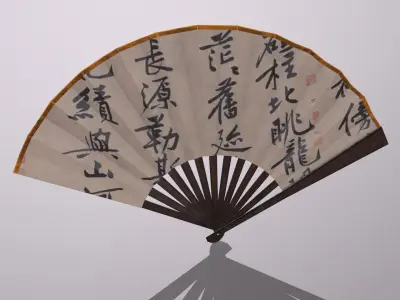 Folding fan Low-poly 3D model get