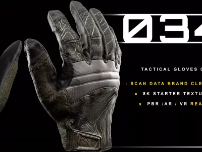 Tactical Gloves 034 Low-poly 3D model