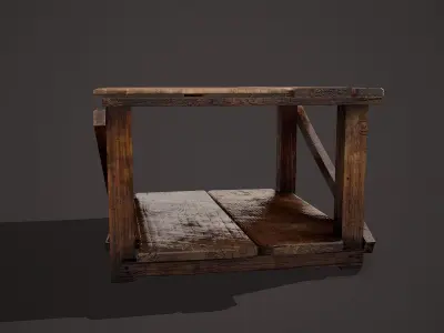 Barn Wood Table Low-poly 3D model