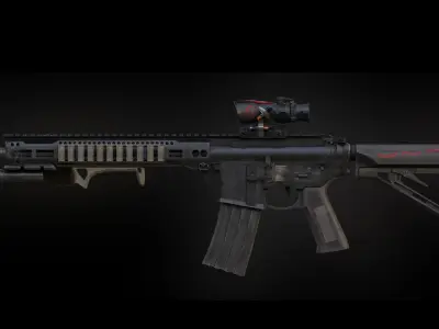 Game Ready Gun - AR15 Low-poly 3D model