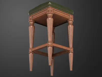 Vintage Stool 2 Low-poly 3D model