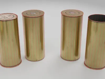 12-Gauge Brass Shotgun Shells Low-poly 3D model
