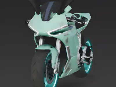 Realistic Cyberpunk Easter Rabbit Bike 3D Model Low-poly 3D model
