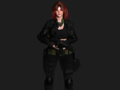 AAA 3D REALISTIC FEMALE CHARACTER - GUN SHOOTER MILITARY GTA Low-poly 3D model