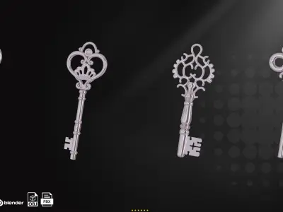 20 Traditional key Low-poly 3D model
