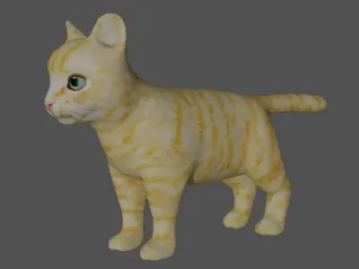 Kitten cat with eyes Low-poly 3D model