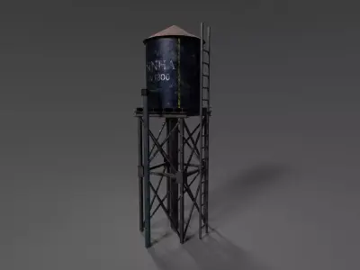 WATER TOWER 3D ASSET GAME READY Low-poly 3D model