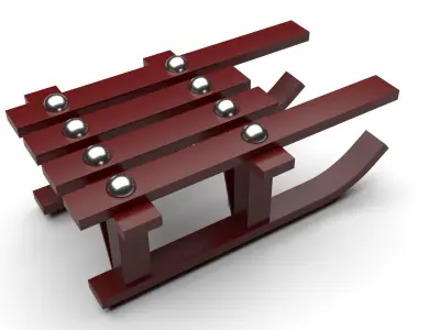Wooden Sled 3D model