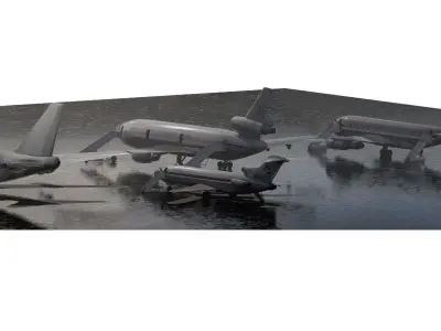  Boeing 747-100 DC-10-10 727-200  707-123B 3D model