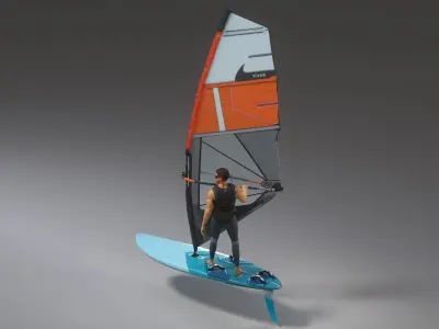 Male Windsurfer Animated HQ 3D model