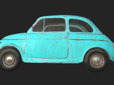 Fiat 500 Vintage Low-poly 3D model