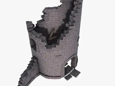 Ruined Tower Low-poly 3D model
