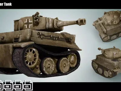 Mini Tiger Tank Low-poly 3D model