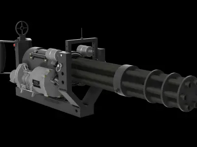 M134 Minigun With Mounting Bracket Clean Low-poly 3D model