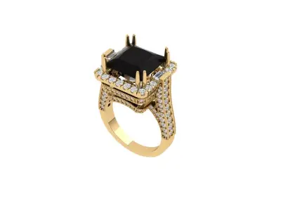 Princess Art Deco Ring 3D print model 17