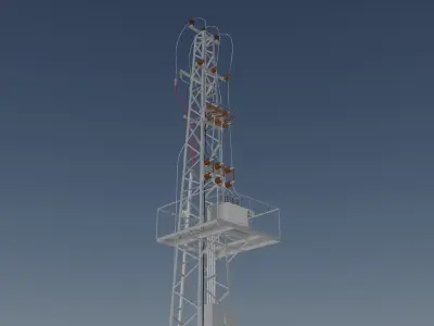 Cable Feeded 952 Tower Transformer Station Free 3D model