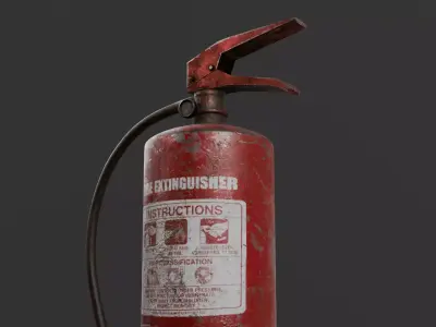 Worn Fire Extinguisher Game Ready PBR Asset Low-poly 3D model