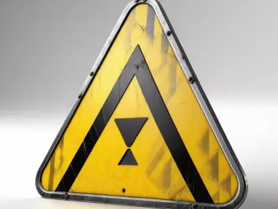 Grungy Industrial Hazard Warning Sign 3D model